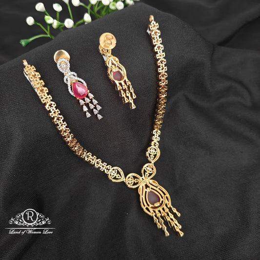 92.5 silver simple and Cute necklace with earrings -RCM091246