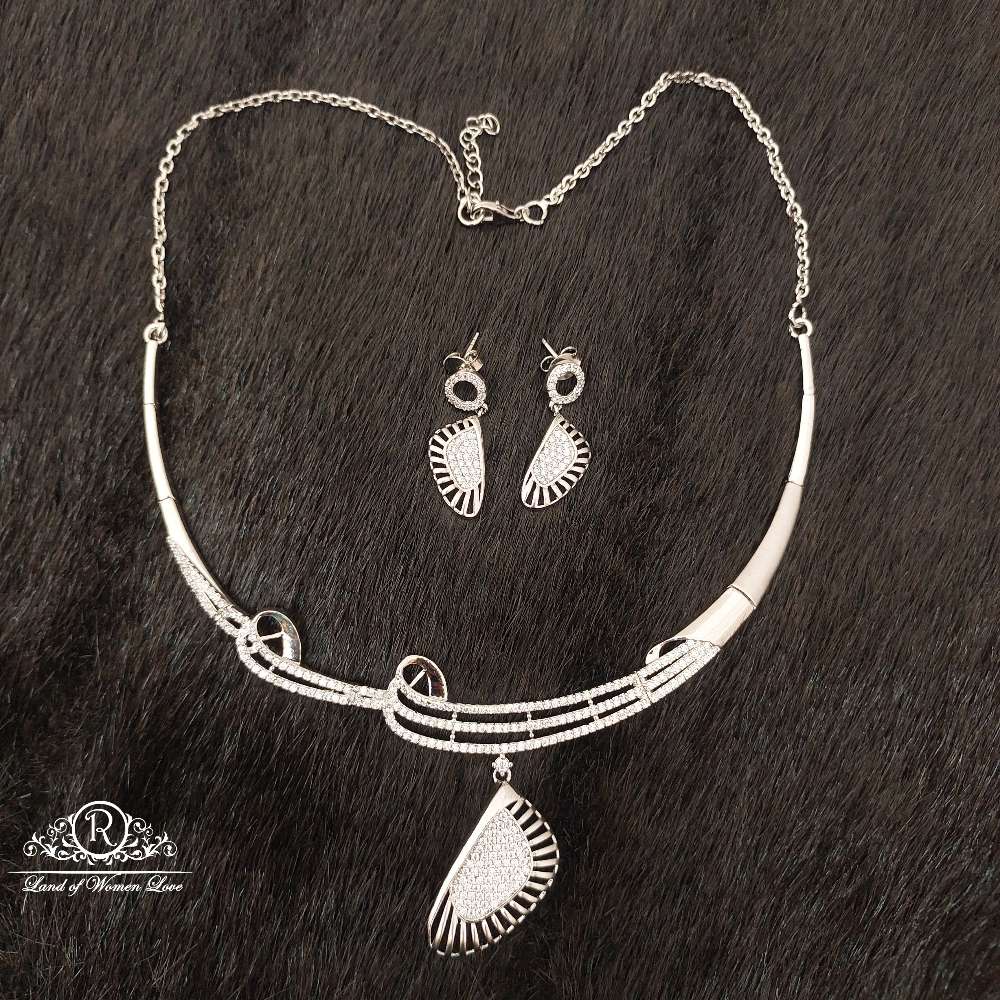 earrings silver platinum polish earrings with necklace-ss54 92.5 silver ramala jewelry / ramala collections