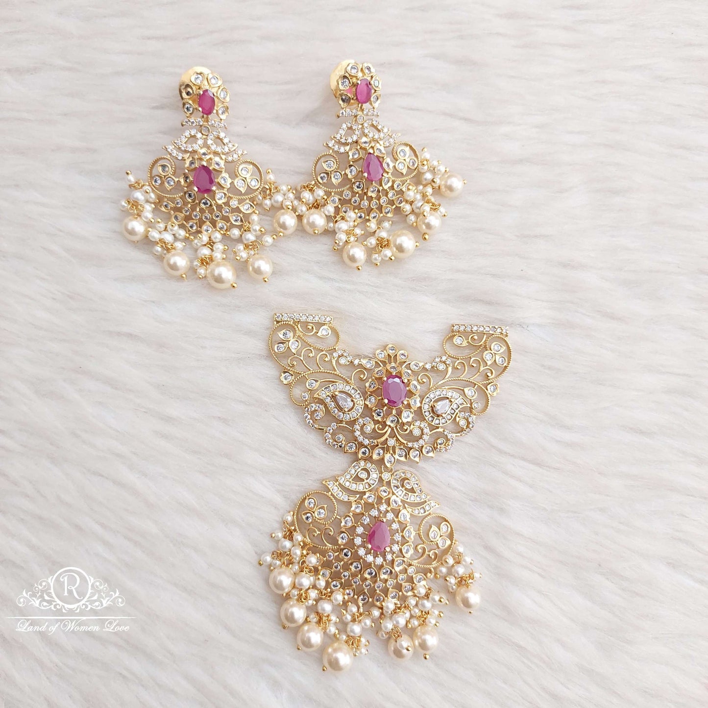 earrings silver cz- locket with earrings set-s687,688 cz 92.5 silver ramala jewelry / ramala collections