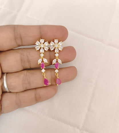 Silver CZ- Stones Earrings-RCES14