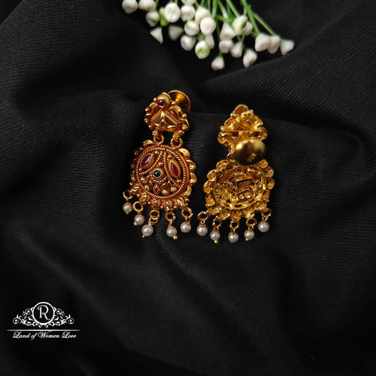 92.5 silver simple and Cute chandbali earrings with hanging pearls -RCZ81