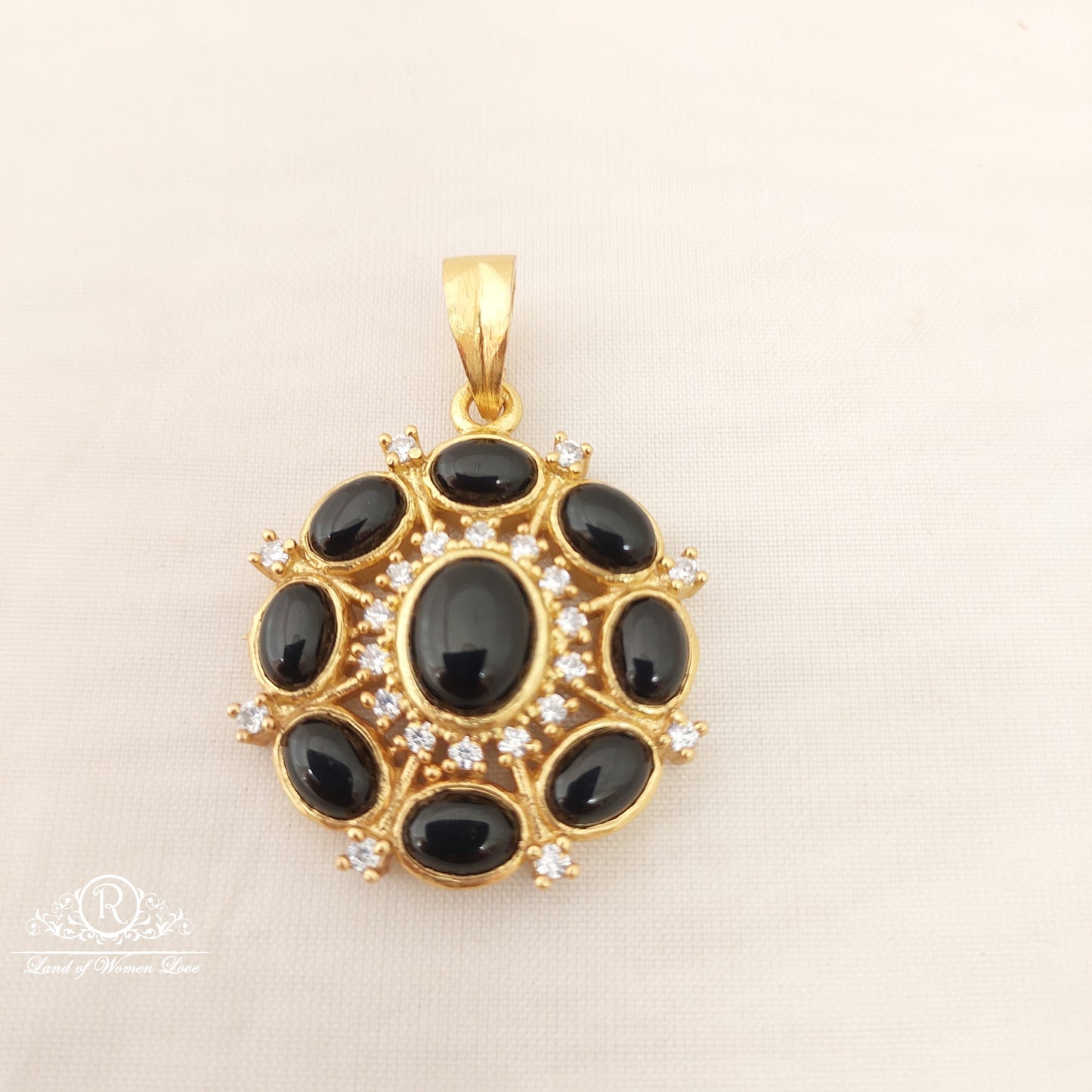 pendant silver black stone pendant-a016 92.5 silver ramala jewelry / ramala collections