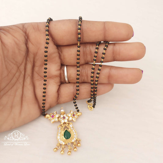 Silver Locket With Black Beads-SA445