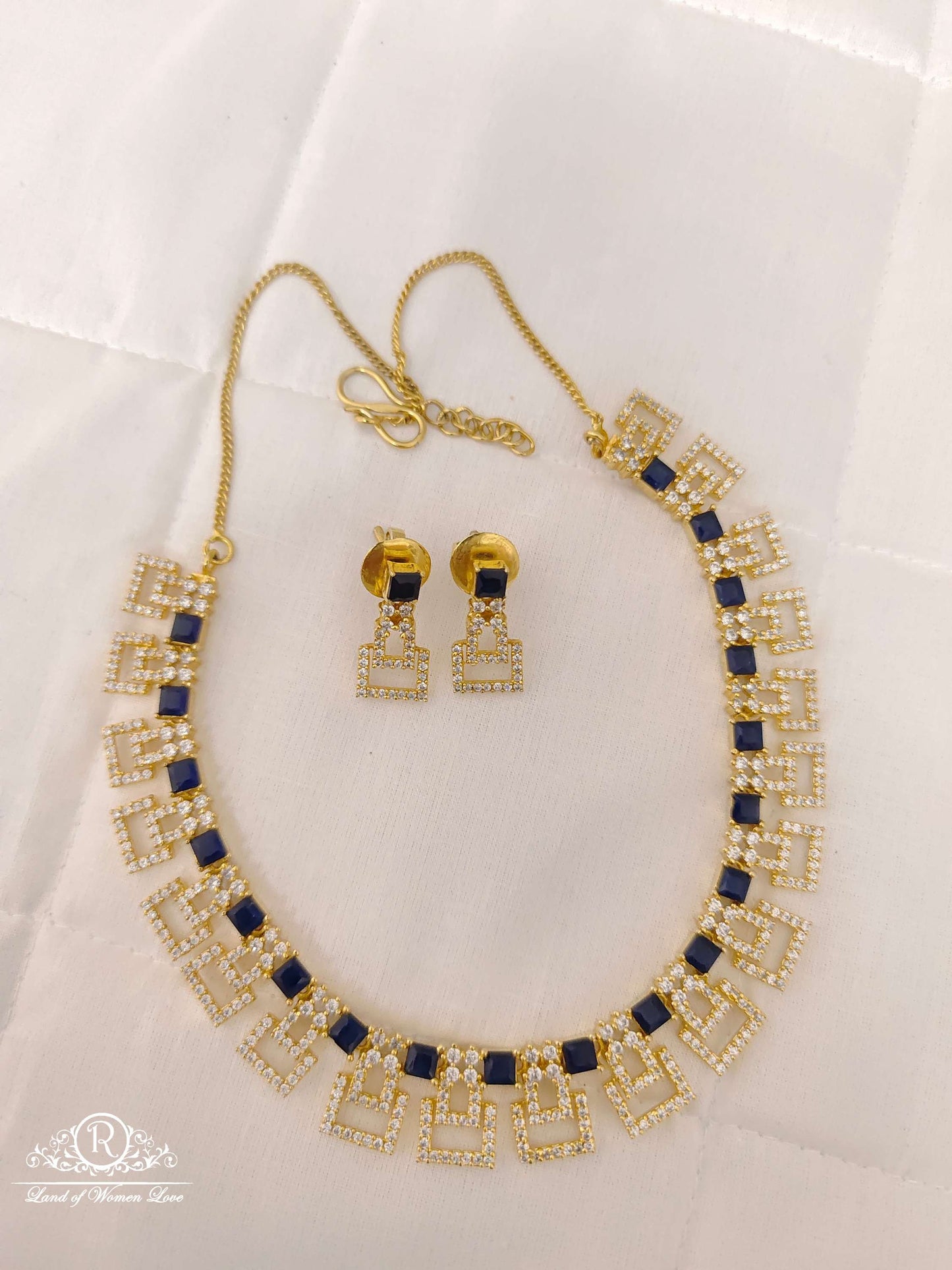 earrings silver cz- stones earrings with matching necklace-h126h127 cz 92.5 silver ramala jewelry / ramala collections