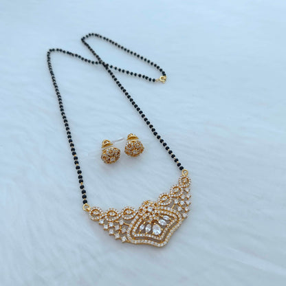 Silver black beads chain  with CZ-stone locket-RCC164