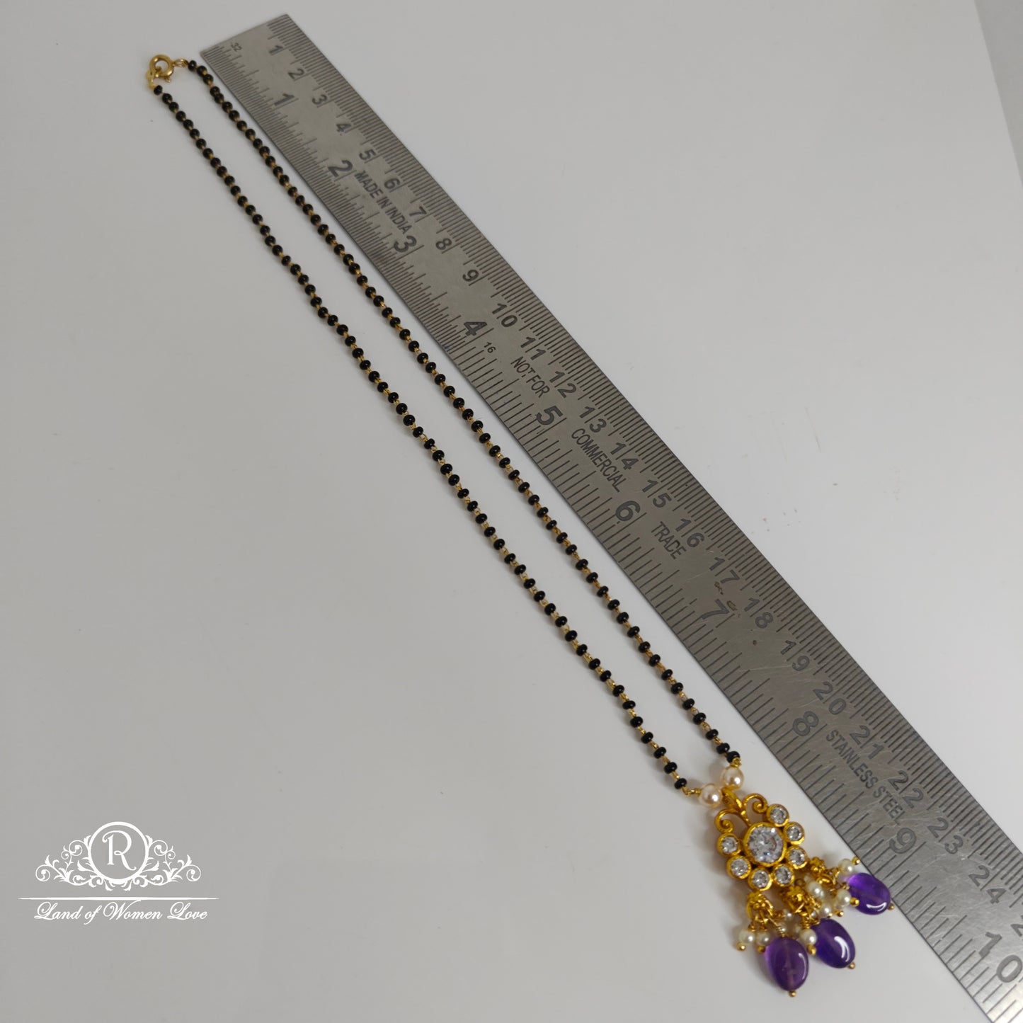 92.5 Silver Black beads with locket-RCH783