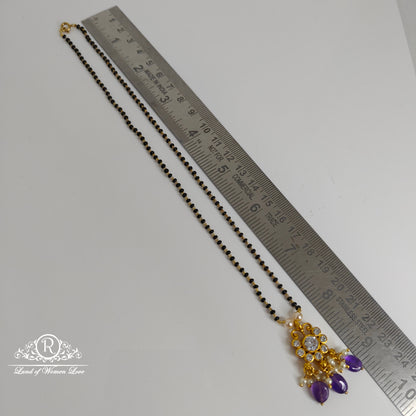 92.5 Silver Black beads with locket-RCH783