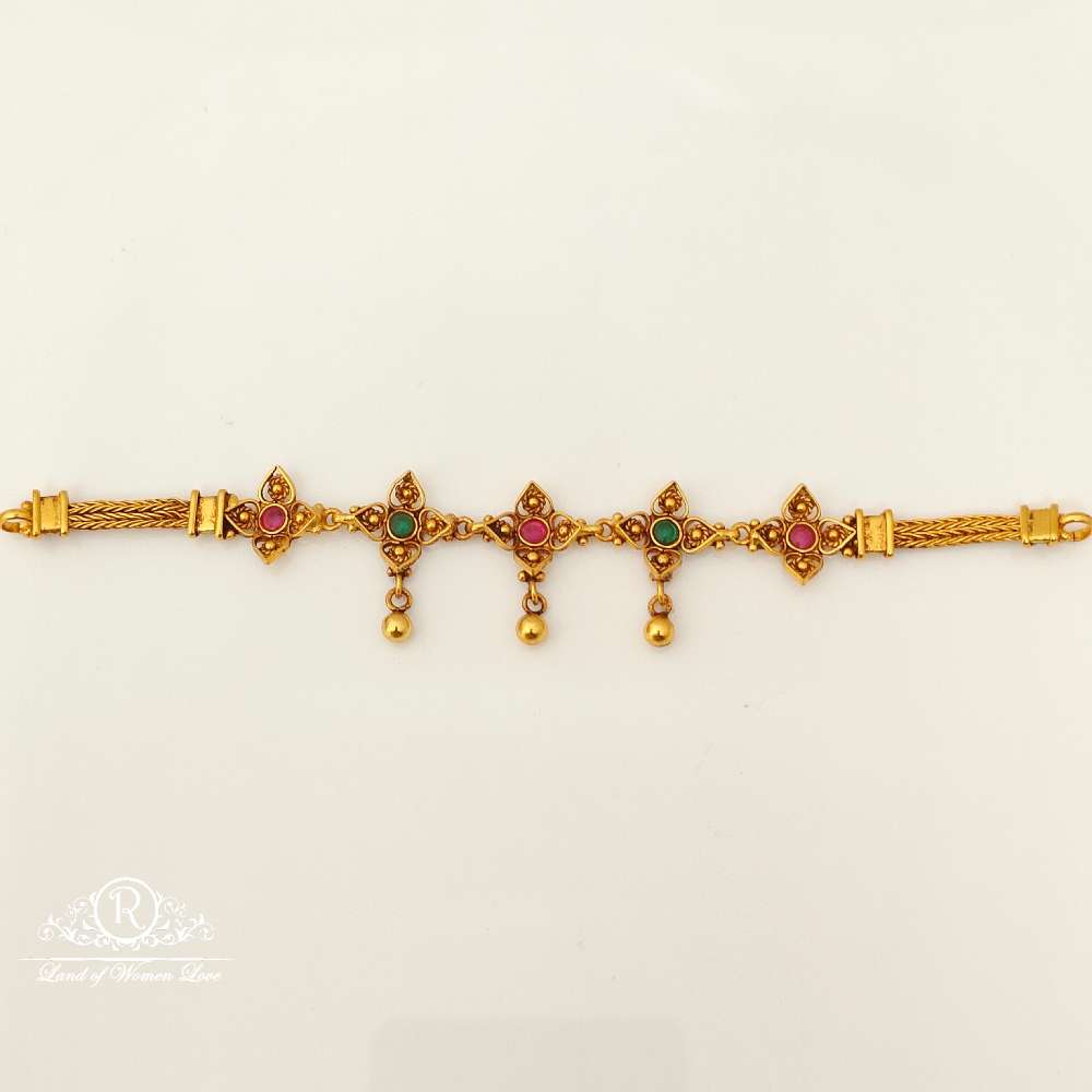 Silver Green & Kempu Stones Flower Design Chocker-RC87-60P21