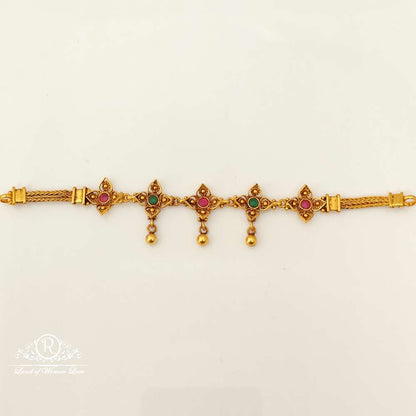 Silver Green & Kempu Stones Flower Design Chocker-RC87-60P21