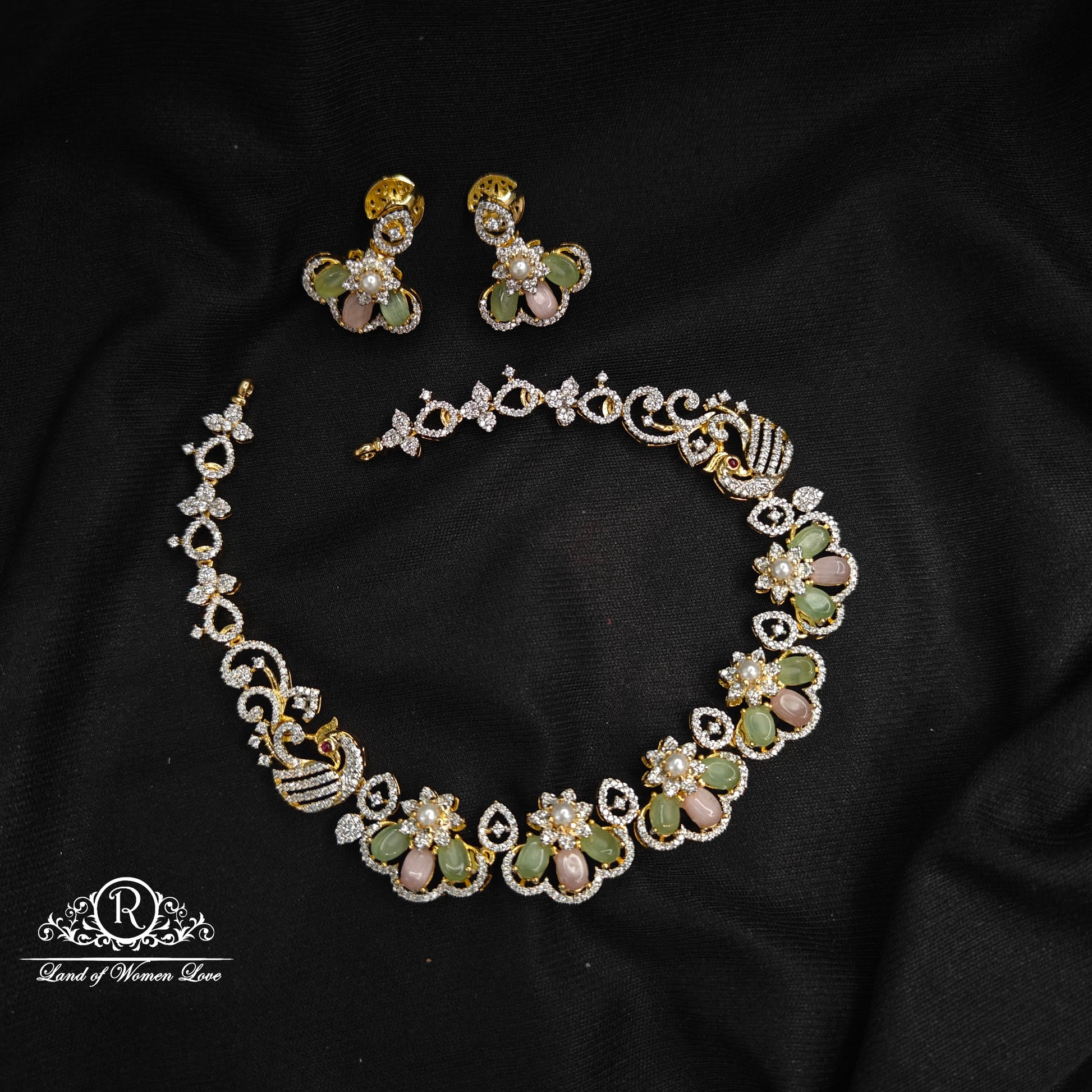 necklace amaya beads diamond finishing silver necklace set 92.5 silver ramala jewelry / ramala collections