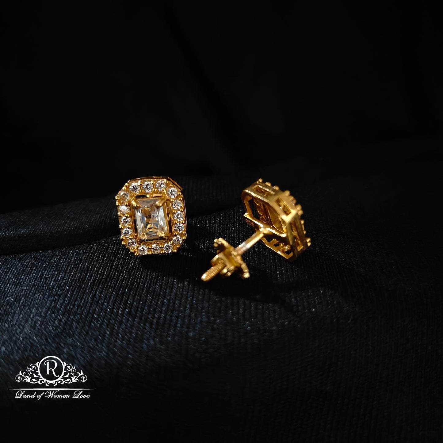 Silver squre model earrings -RCM377