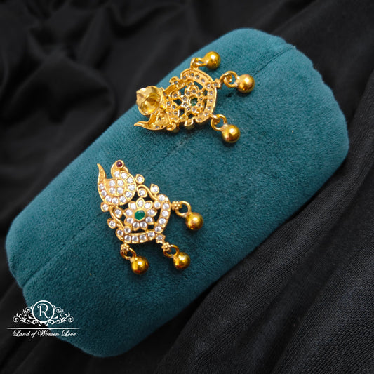 Silver peacock earrings-RC89-60M25