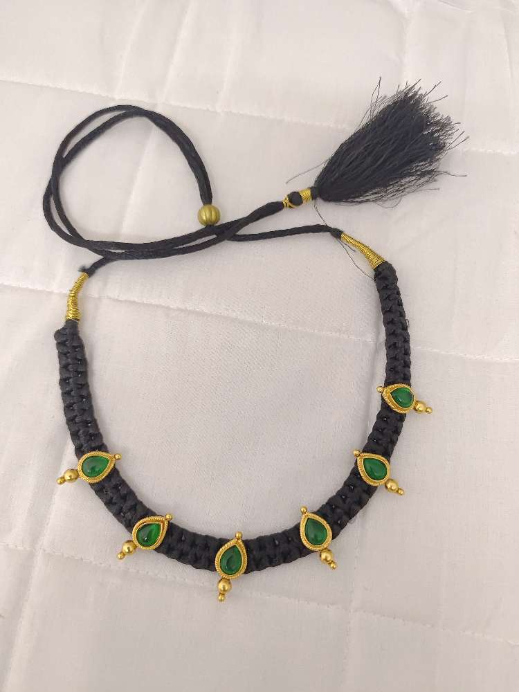 necklace silver black thread necklace-rcjr252 92.5 silver ramala jewelry / ramala collections