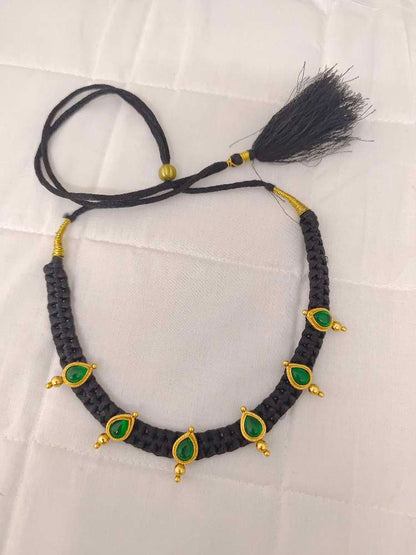 necklace silver black thread necklace-rcjr252 92.5 silver ramala jewelry / ramala collections