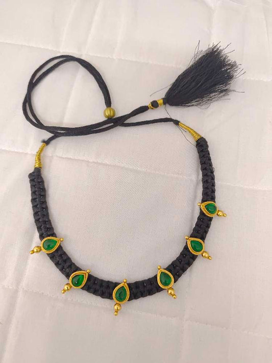 necklace silver black thread necklace-rcjr252 92.5 silver ramala jewelry / ramala collections
