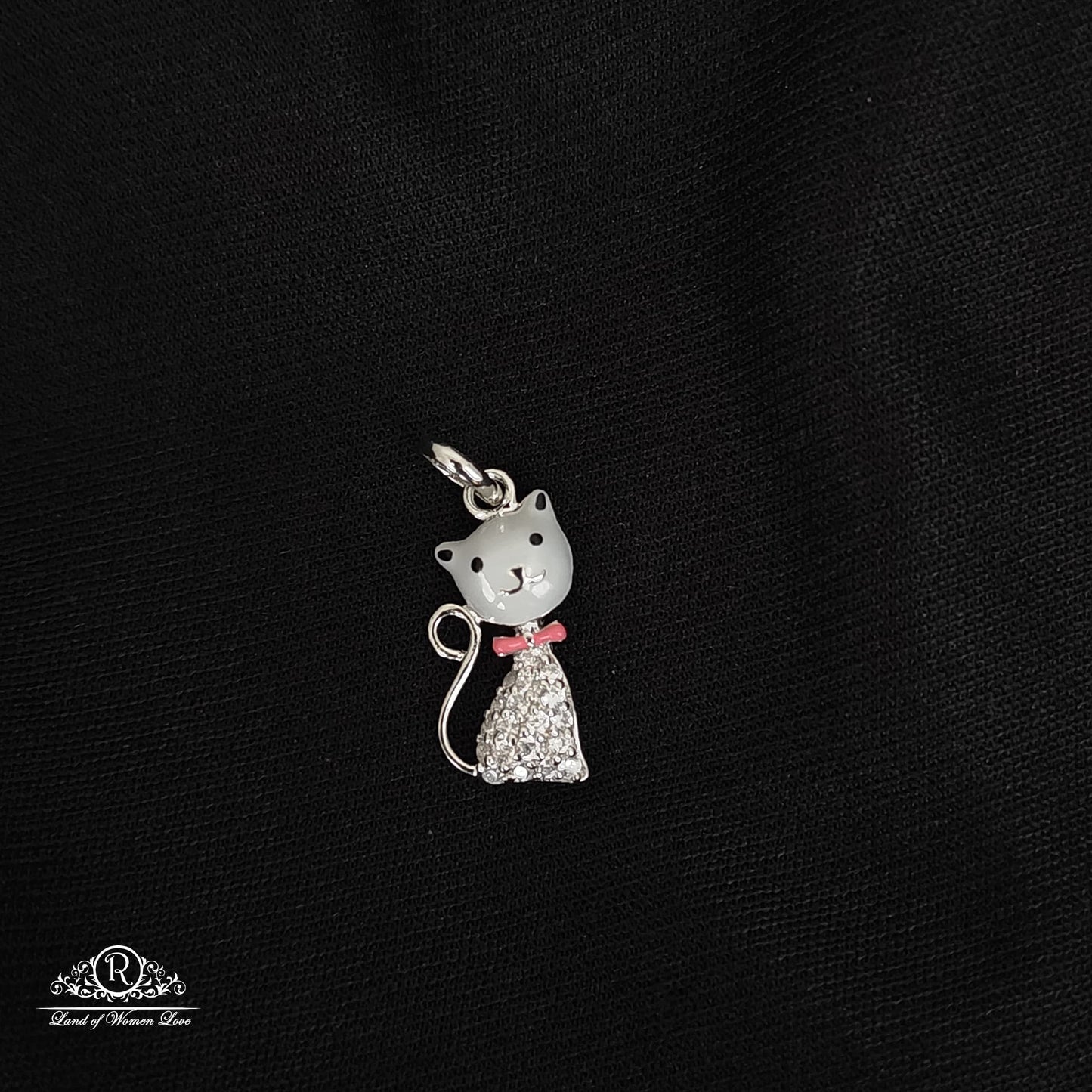 pendant silver cat pendant -rcrc24-1 cz 92.5 silver ramala jewelry / ramala collections