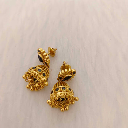 Silver black stone jhumka-RCA132