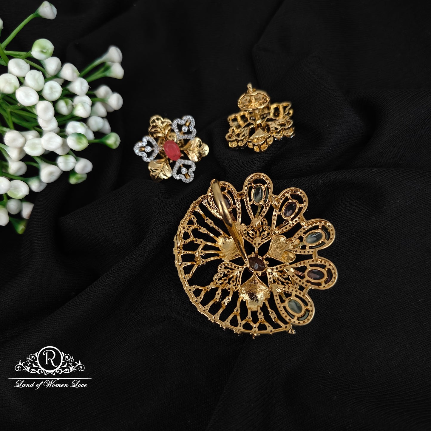 92.5 silver simple and Cute pendent with earrings - RCDS0519