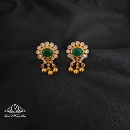 earrings silver white with emrold stone earrings-rccp278 92.5 silver ramala jewelry / ramala collections