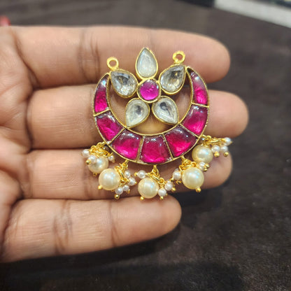 pendant silver kundan ruby flower mala locket -rcd252 ruby 92.5 silver ramala jewelry / ramala collections