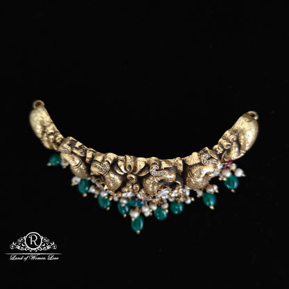 Silver CZ-gold polish chocker design -RCM559