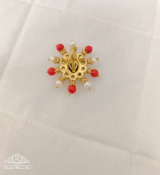 Silver Coral With Pearls Design Locket-JR176