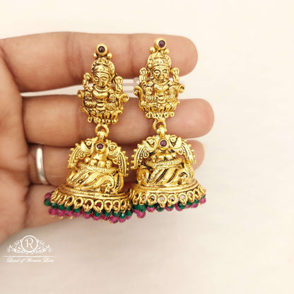 Silver Lakshmi Devi jhumka Earrings-V024
