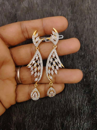 Silver CZ- White Stones Earrings-JR202