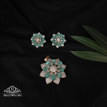 92.5 Silver Fusion Rose gold polish Flower design Locket-RCM1059