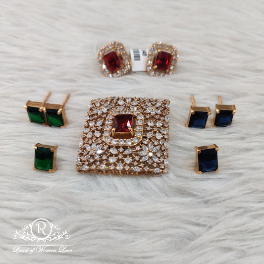 Silver changable locket with earrings - SA466SA418