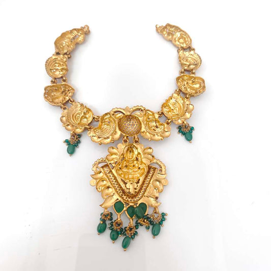 Silver Lakshmidevi Necklace Designs-RCM731