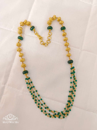 chain silver green beads with gold balls chain-jr168 92.5 silver ramala jewelry / ramala collections
