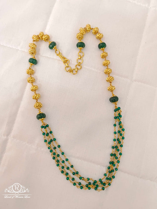 chain silver green beads with gold balls chain-jr168 92.5 silver ramala jewelry / ramala collections