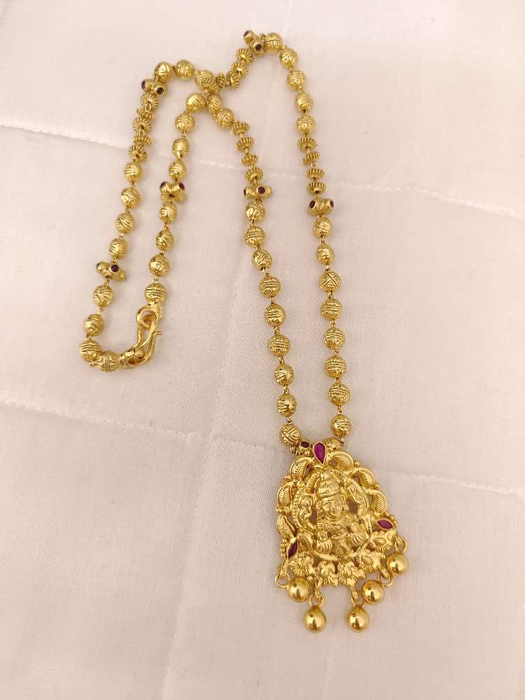 Silver Lakshmi Devi Locket With Gold Balls Chain-RCH166RCH1667