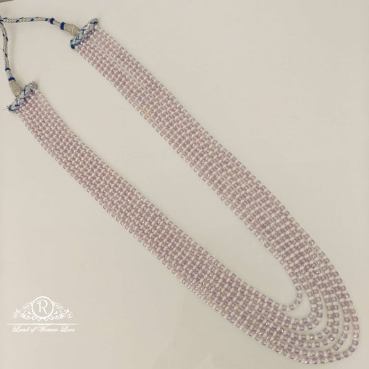7 lines purple and white coloured beads mala-rcmj199 92.5 silver ramala jewelry / ramala collections