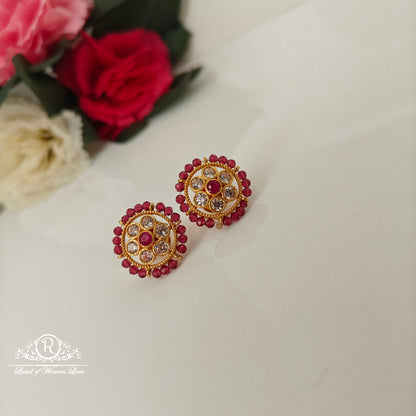 earrings 92.5 silver simple and cute earrings with red beads -rcjr907 92.5 silver ramala jewelry / ramala collections