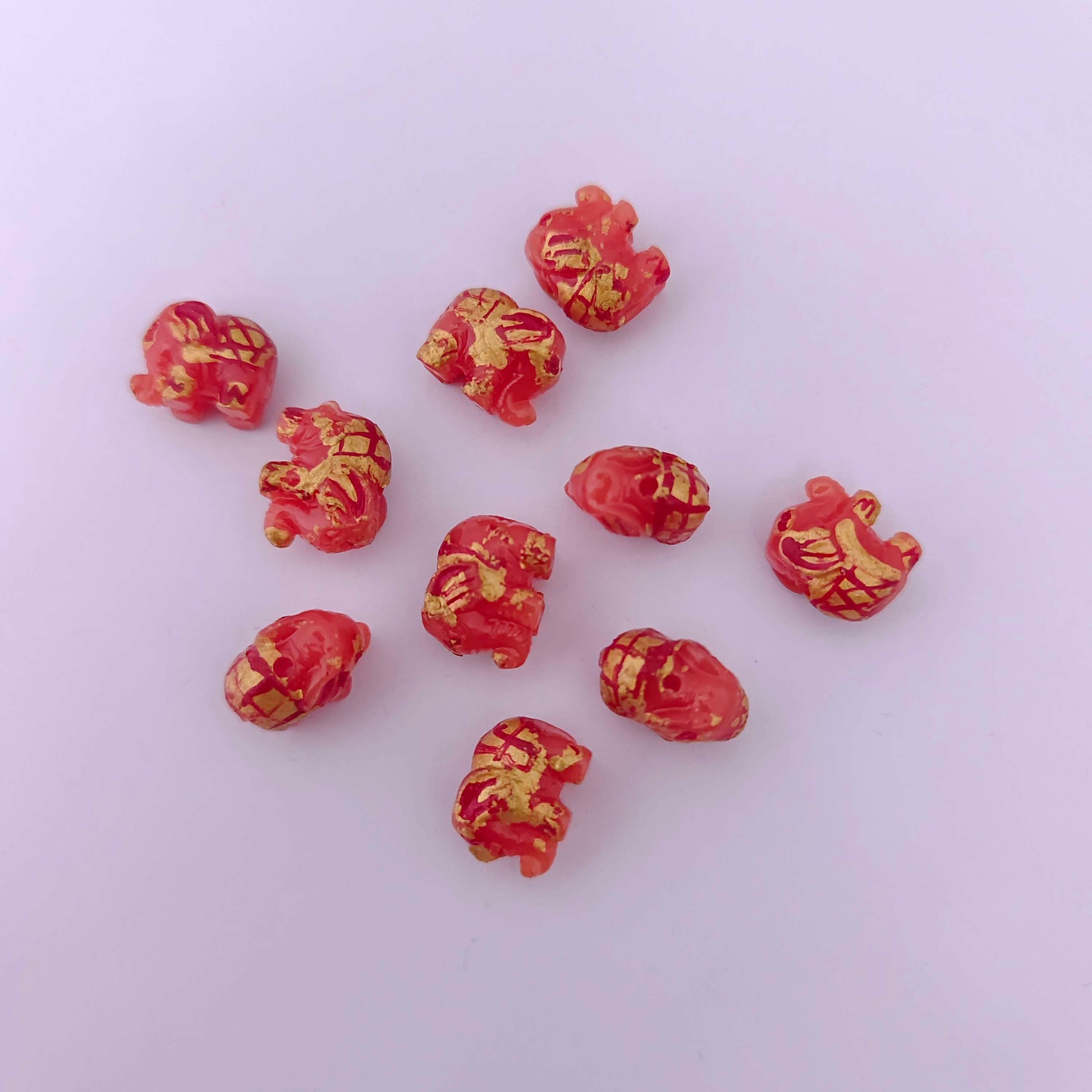 coral elephant beads -rcmj88-3 coral 92.5 silver ramala jewelry / ramala collections