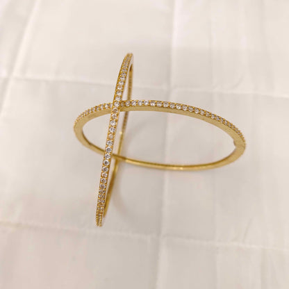 Silver White Stones Bangles-RCV114