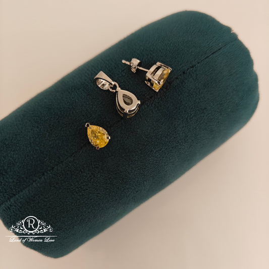 92.5 silver simple and Cute yellow  earrings with locket -RCLE04