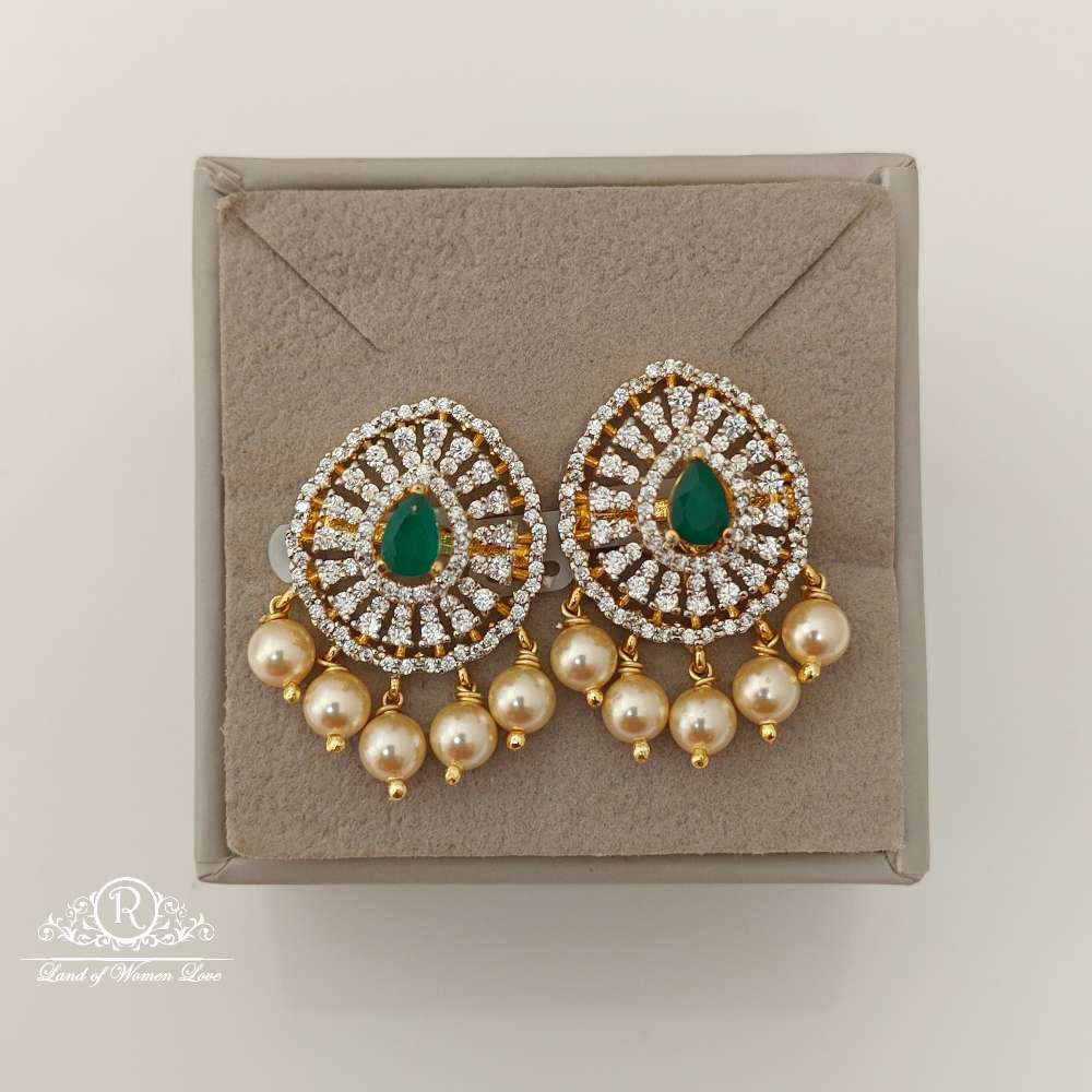 earrings silver diamond replica design cz-stones earrings-rccp100 cz 92.5 silver ramala jewelry / ramala collections