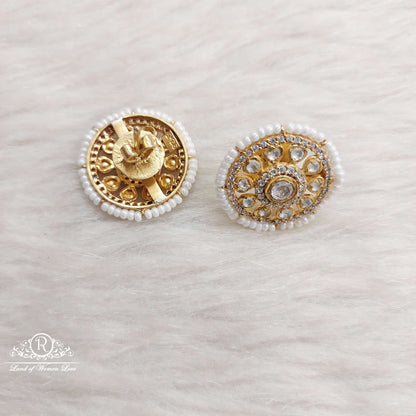 Silver Moissanite Stones Pearls Earrings-S845