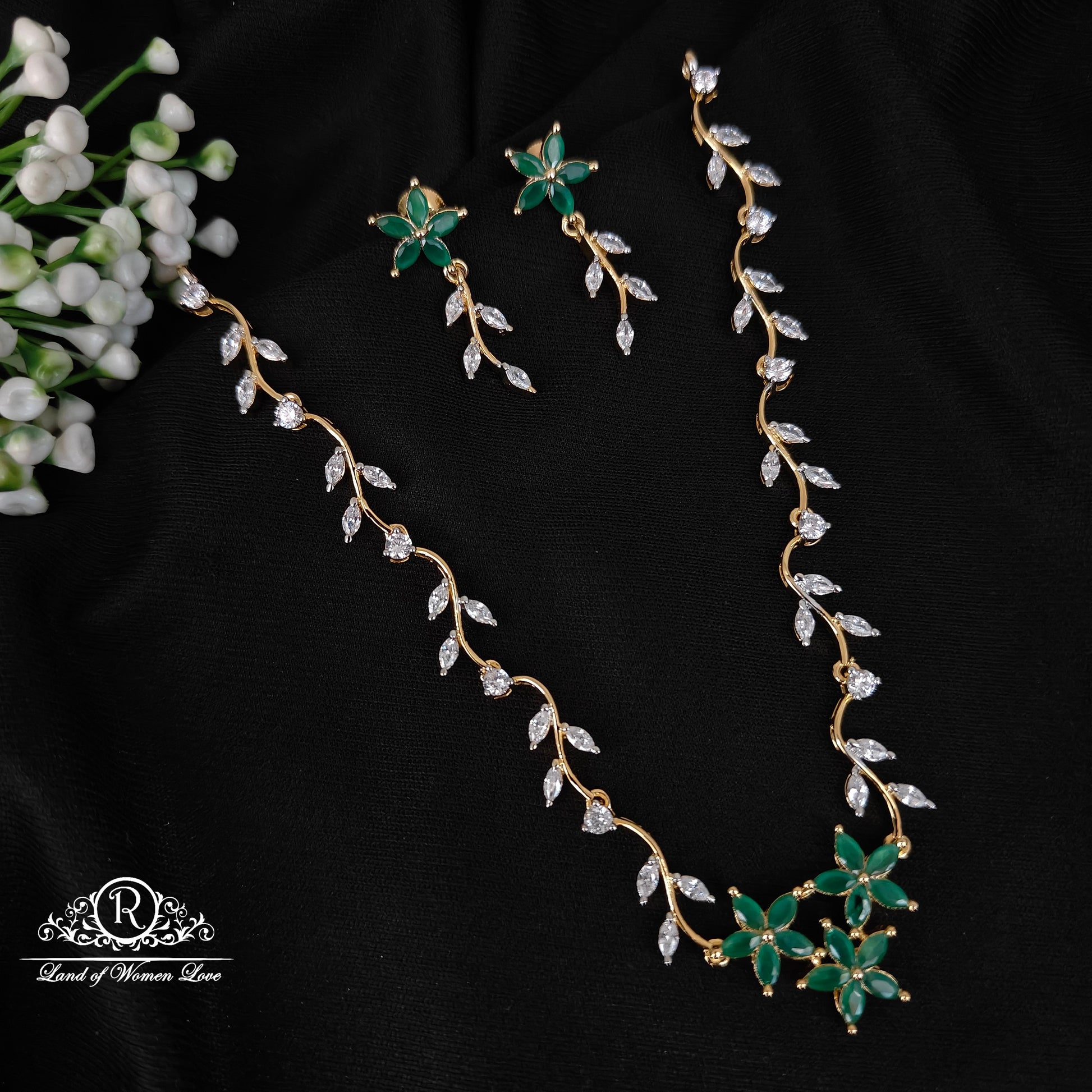 earrings 92.5 silver simple and cute necklace and earrings set - rcbg040 92.5 silver ramala jewelry / ramala collections