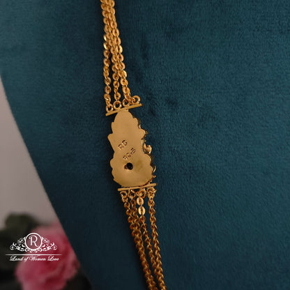 92.5 silver simple and Cute chandraharam with Lakshmi Devi locket - RCK281