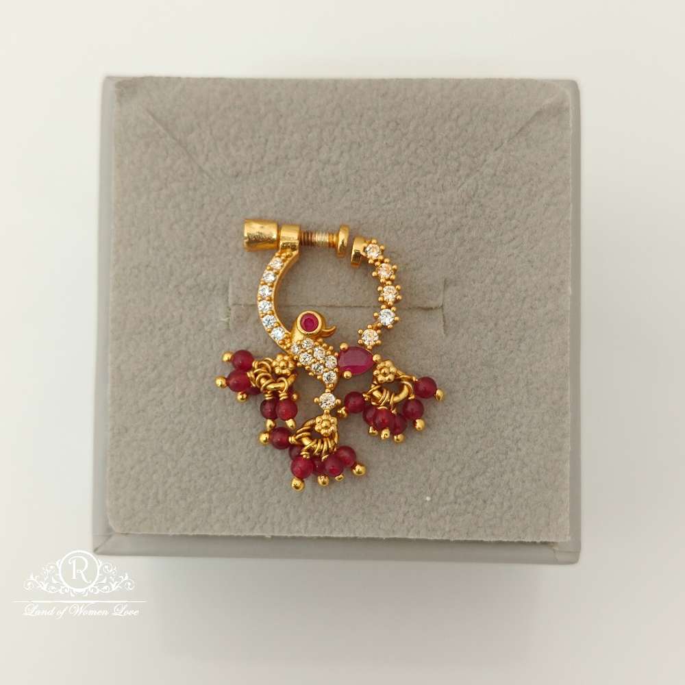 nose pin silver peacock design nose pin-rcjr662 92.5 silver ramala jewelry / ramala collections