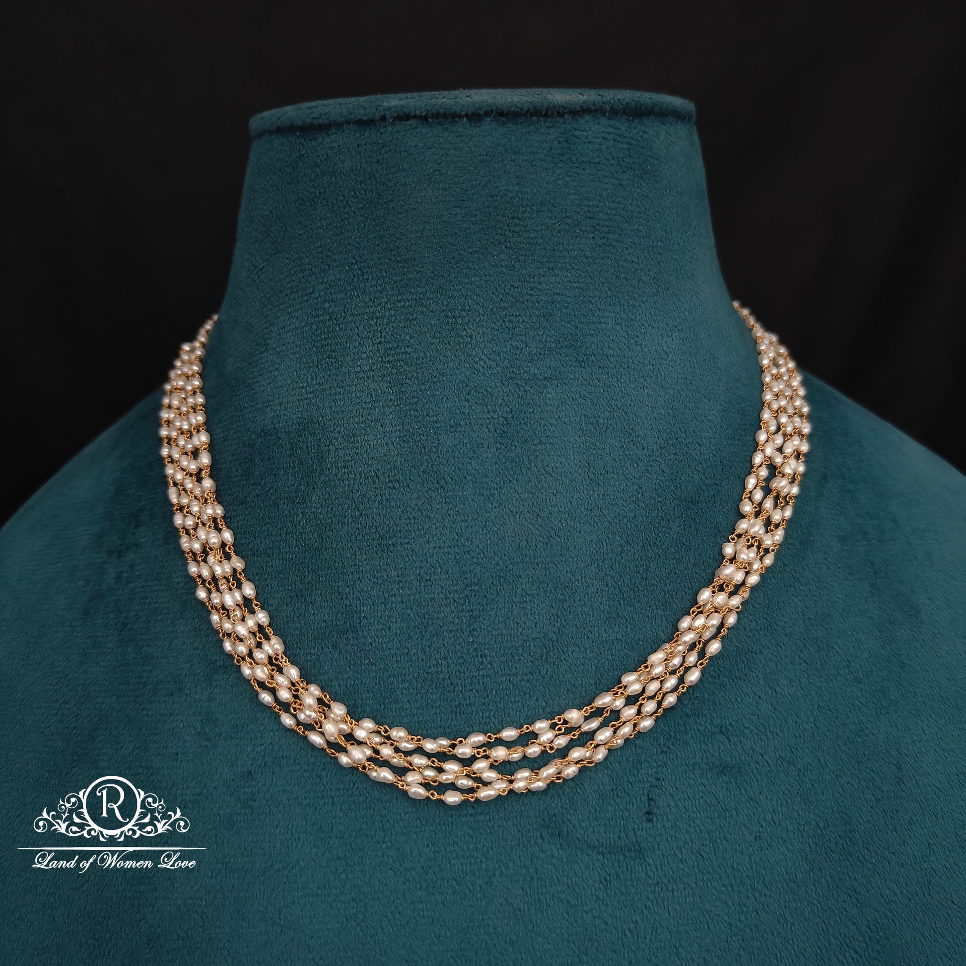 92.5 silver beautiful beads mala with pearls-rch960 92.5 silver ramala jewelry / ramala collections