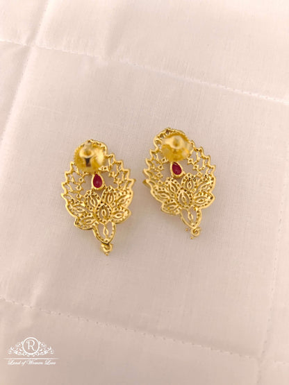 Silver CZ- White Stones Locket With Matching Earrings-D07576