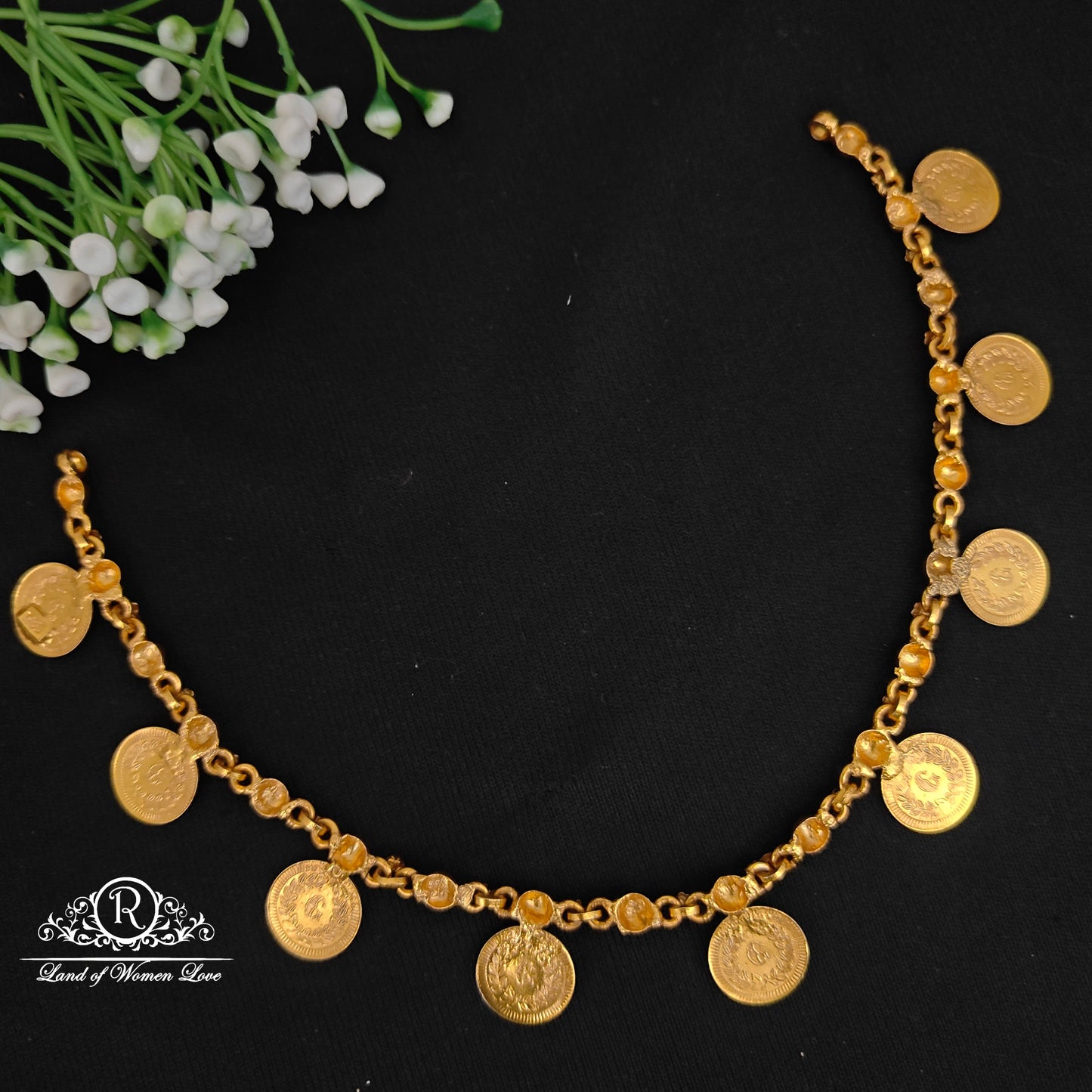 Silver Lakshmi Devi kasu  Design necklace -RC06M412