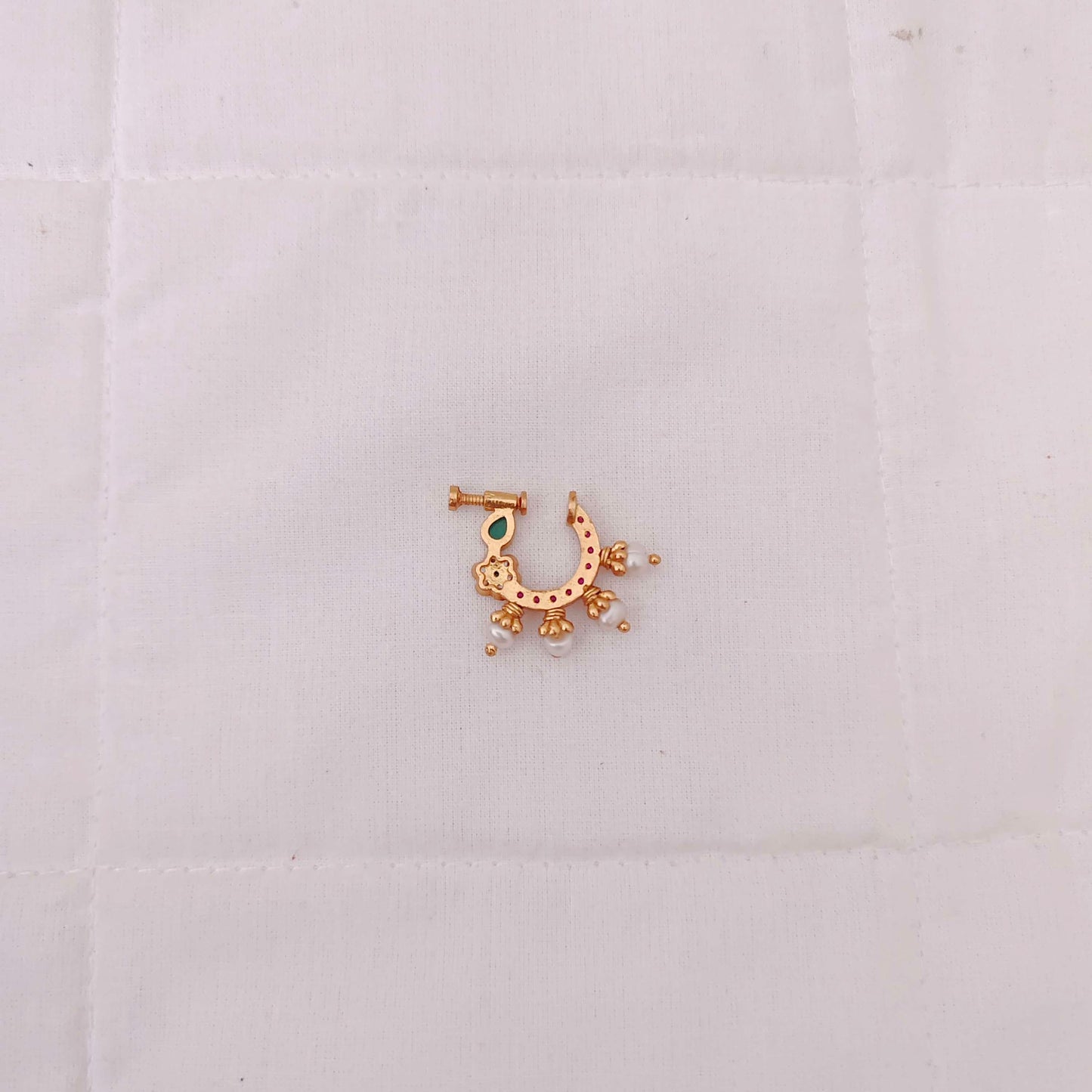 Silver gold polish nose pin design -RCM497