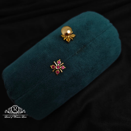 92.5 Silver pink stones Studs-RCK239