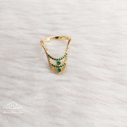 ring silver green stones finger ring-sa127 92.5 silver ramala jewelry / ramala collections